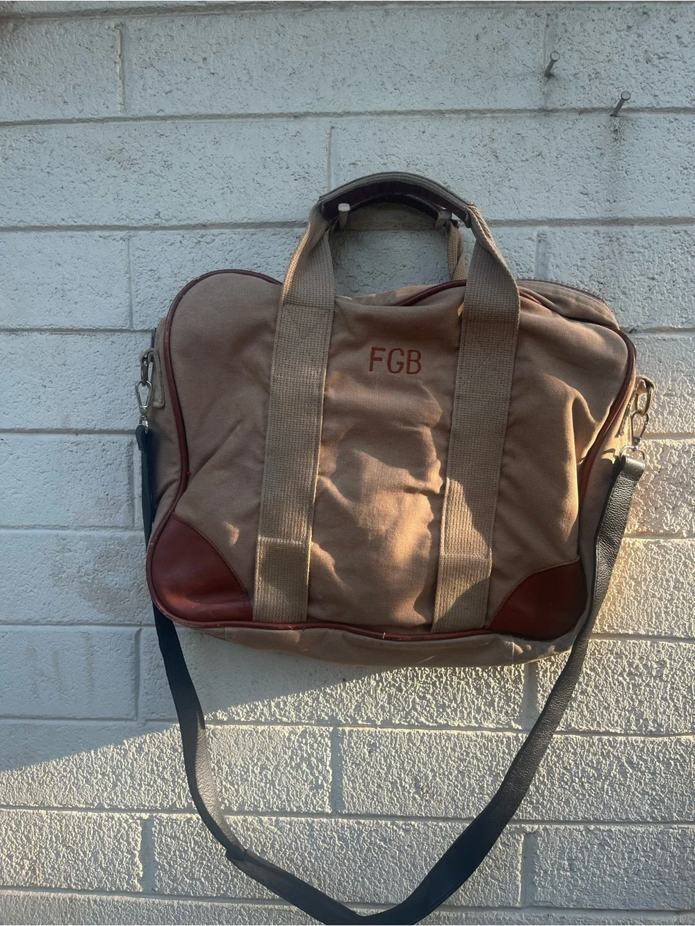 Lands' End Tan Canvas Laptop Briefcase with Brown Trim